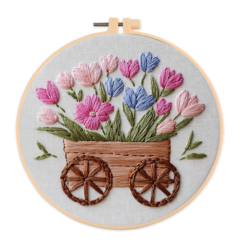 Rubbyoo Embroidery Kit -Spring Cart | For Craft Lover  Cozy Crafts - 20*20cm - image 0