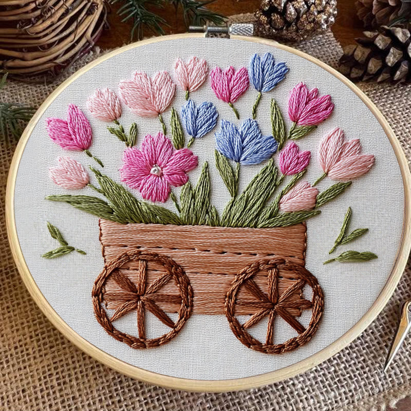 Rubbyoo Embroidery Kit -Spring Cart | For Craft Lover  Cozy Crafts - image 6