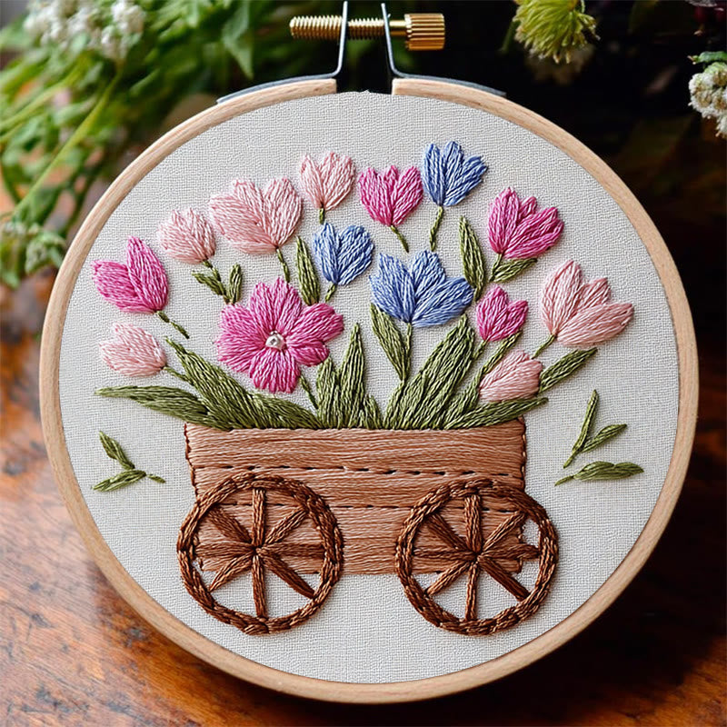 Rubbyoo Embroidery Kit -Spring Cart | For Craft Lover  Cozy Crafts - image 5