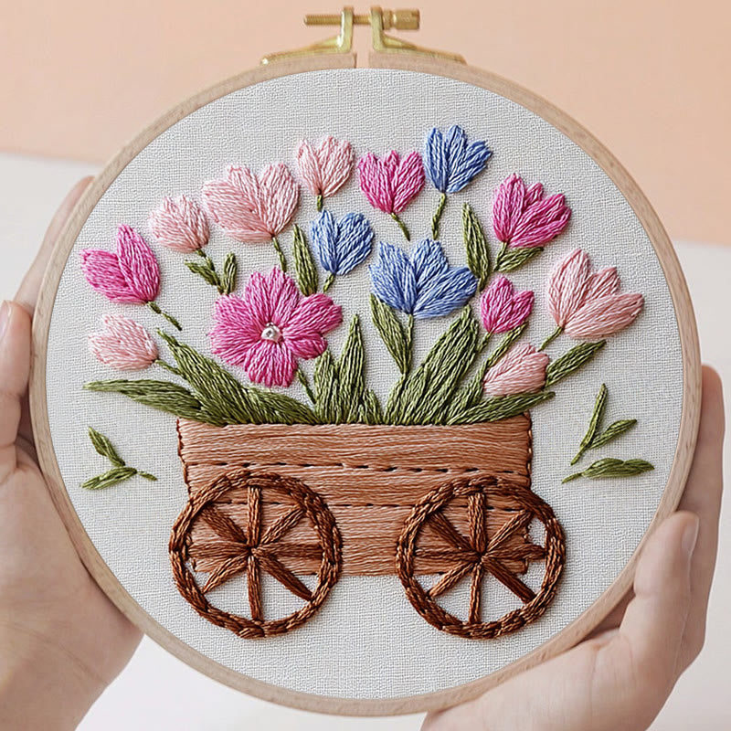 Rubbyoo Embroidery Kit -Spring Cart | For Craft Lover  Cozy Crafts - image 4