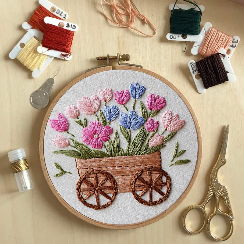 Rubbyoo Embroidery Kit -Spring Cart | For Craft Lover  Cozy Crafts - image 3