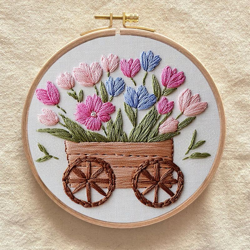 Rubbyoo Embroidery Kit -Spring Cart | For Craft Lover  Cozy Crafts - image 8