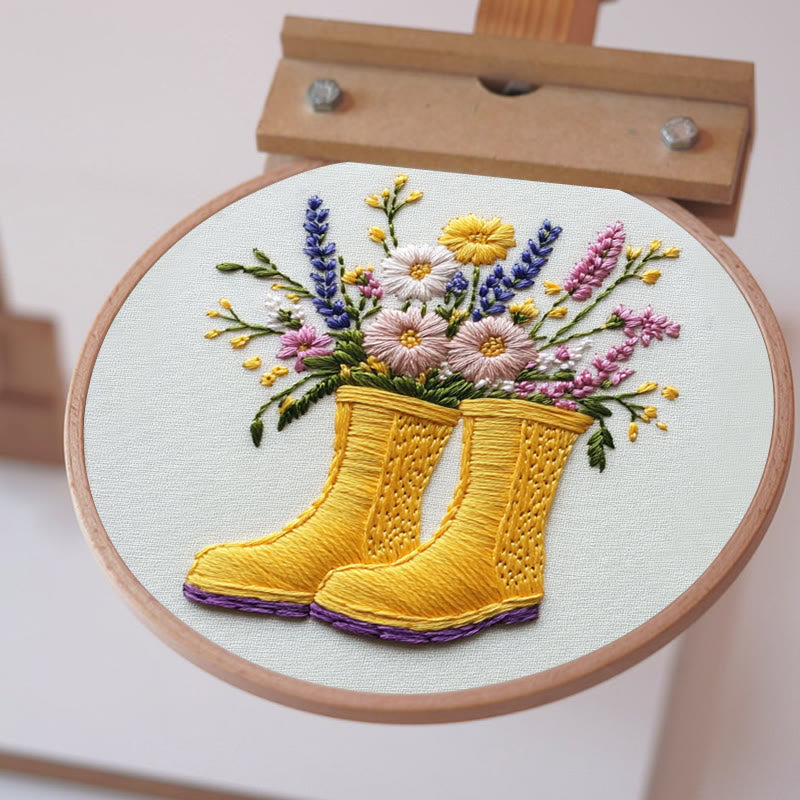 Rubbyoo Embroidery Kit - Boots of Bloom | For Craft Lover  DIY Craft Kits - image 1