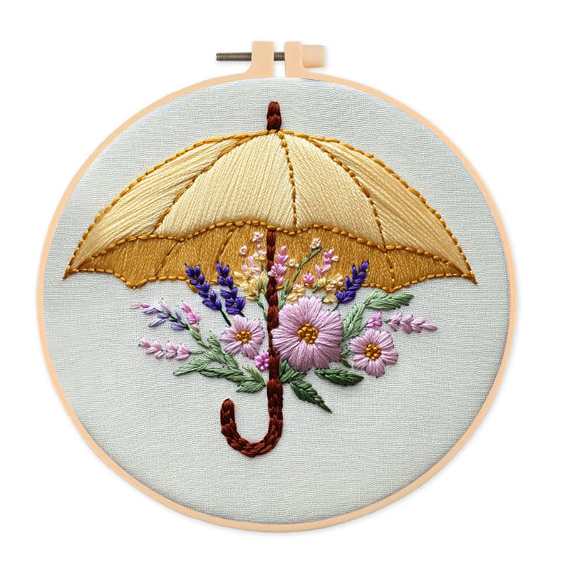 Rubbyoo Embroidery Kit - Floral Umbrella | Diy Craft Kits  For Beginners - 20*20cm - image 0