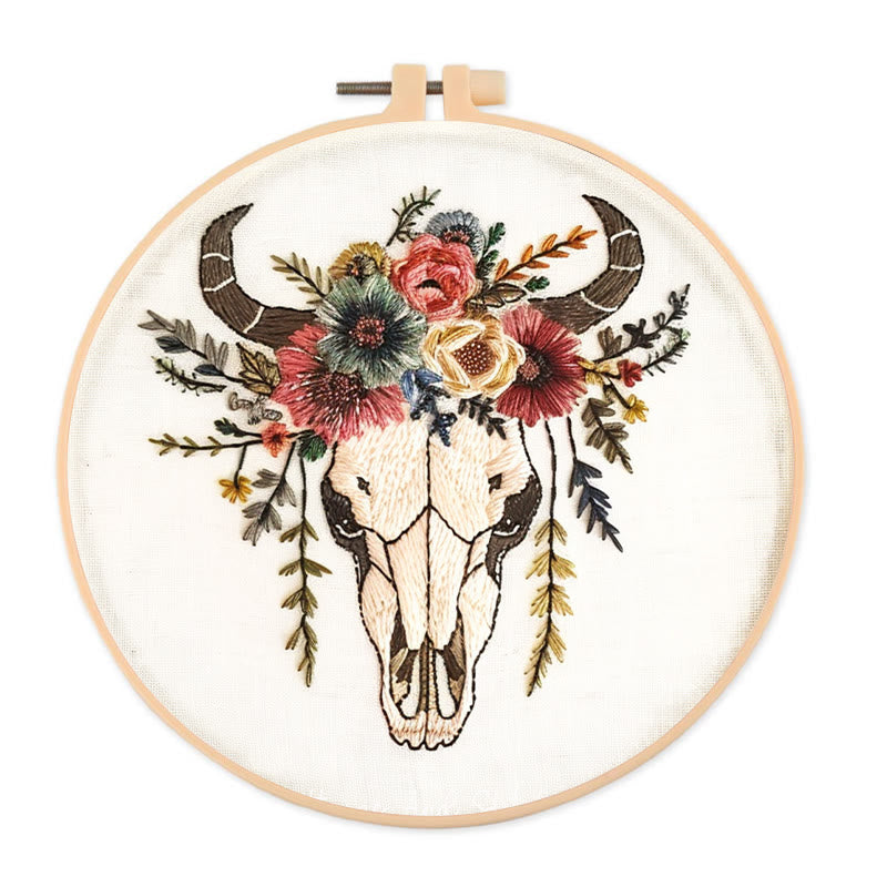 Rubbyoo Embroidery Kit - Floral Skull | Hand Stitch  Wall Decor - 20*20cm - image 0
