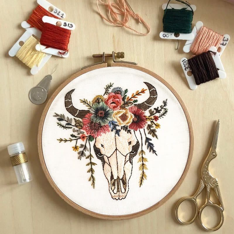 Rubbyoo Embroidery Kit - Floral Skull | Hand Stitch  Wall Decor - image 4