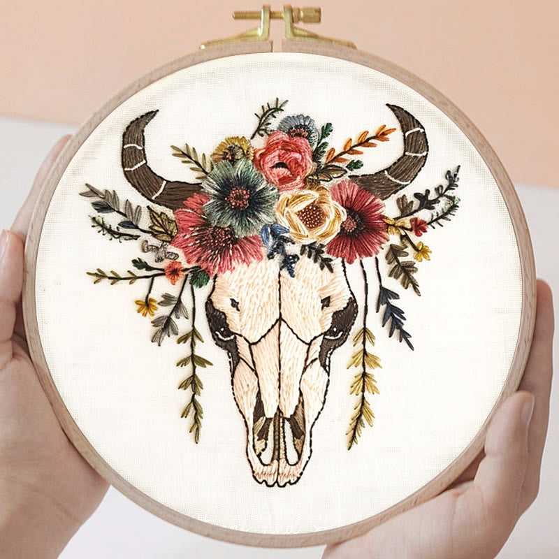 Rubbyoo Embroidery Kit - Floral Skull | Hand Stitch  Wall Decor - image 2