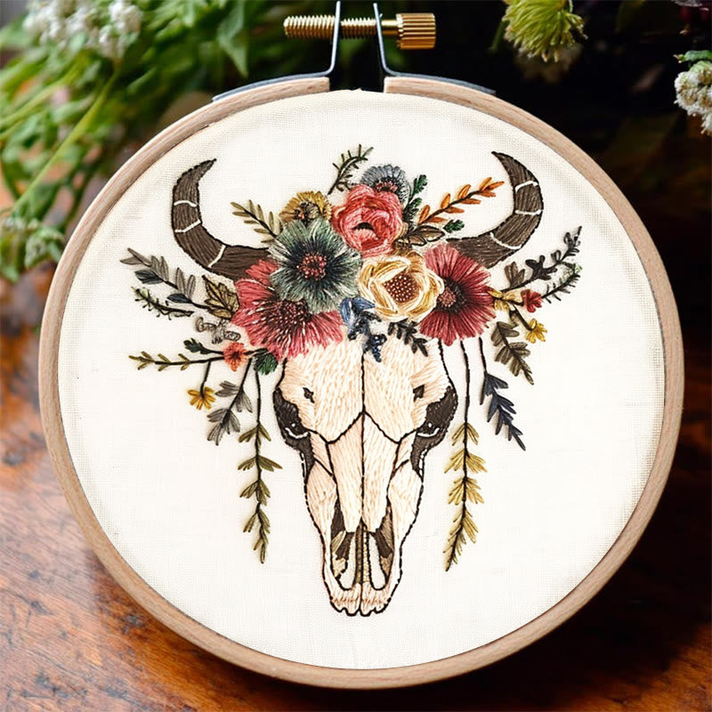 Rubbyoo Embroidery Kit - Floral Skull | Hand Stitch  Wall Decor - image 3