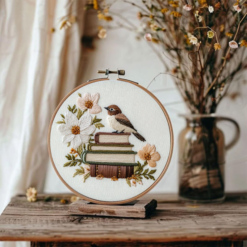 Rubbyoo Embroidery Kit - Bird on the Bookshelf | For Craft Lover  Starter kit - image 1