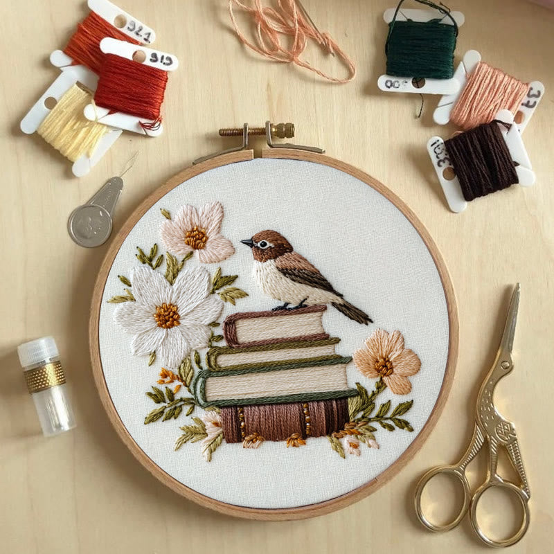Rubbyoo Embroidery Kit - Bird on the Bookshelf | For Craft Lover  Starter kit - image 2