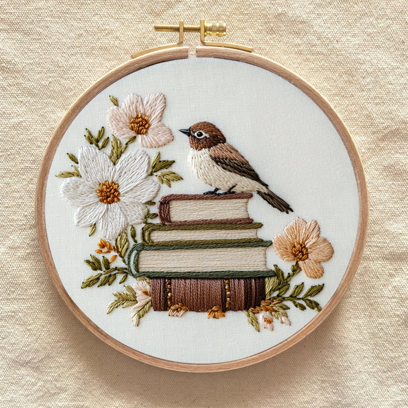 Rubbyoo Embroidery Kit - Bird on the Bookshelf | For Craft Lover  Starter kit - image 6