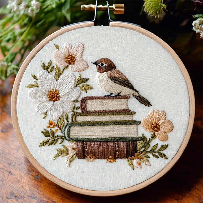 Rubbyoo Embroidery Kit - Bird on the Bookshelf | For Craft Lover  Starter kit - image 4