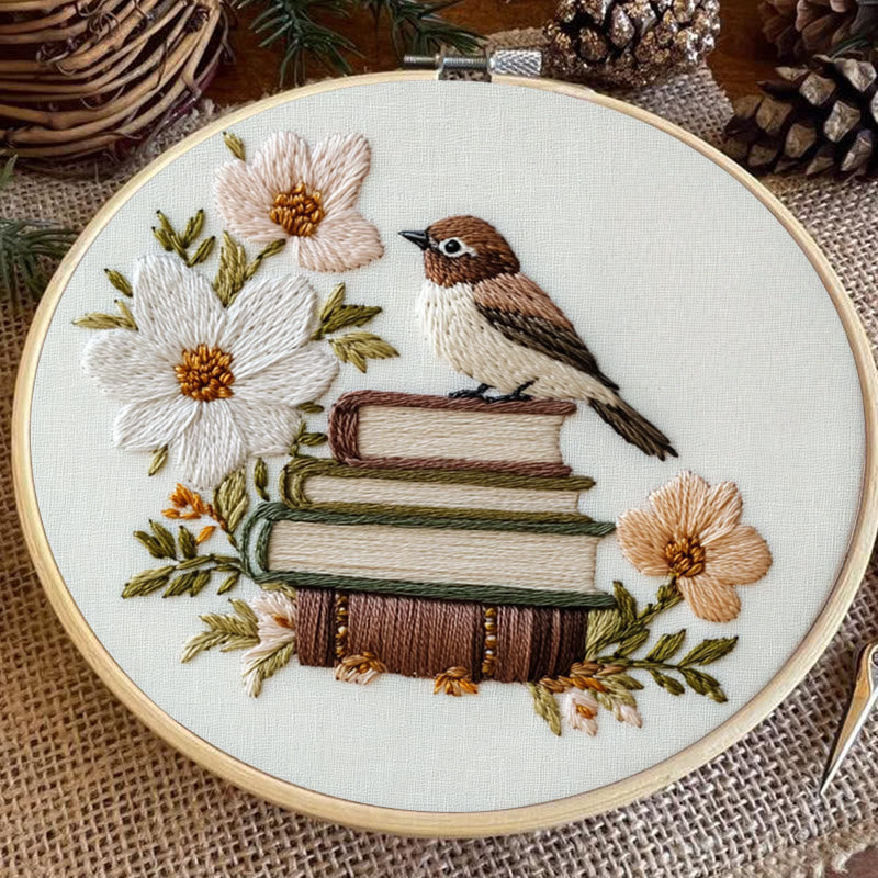 Rubbyoo Embroidery Kit - Bird on the Bookshelf | For Craft Lover  Starter kit - image 8