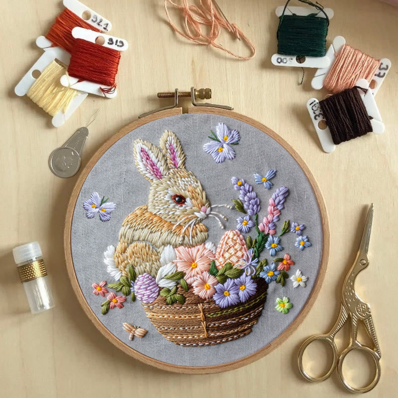Rubbyoo Embroidery Kit - Easter Bunny's Basket  | Holiday Needlework Gift  Hand Stitch - image 2