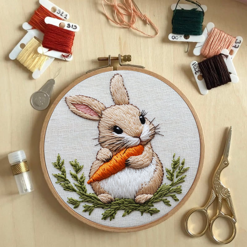 Rubbyoo Embroidery Kit - Carrot Snack | Holiday Needlework Gift  Hand Stitch - image 1