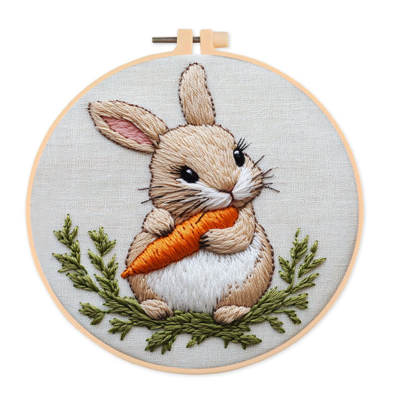 Rubbyoo Embroidery Kit - Carrot Snack | Holiday Needlework Gift  Hand Stitch - 20*20cm - image 0