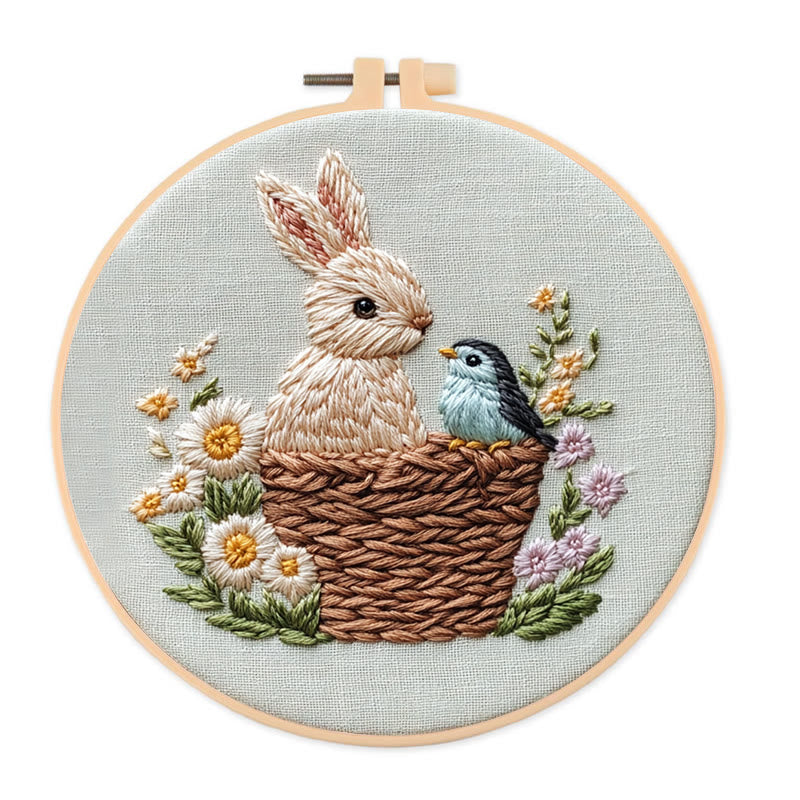 Rubbyoo Embroidery Kit -Bunny and Bird | Holiday Needlework Gift  DIY Craft Kits - 20*20cm - image 0