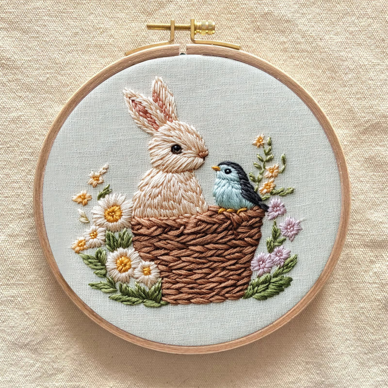 Rubbyoo Embroidery Kit -Bunny and Bird | Holiday Needlework Gift  DIY Craft Kits - image 8