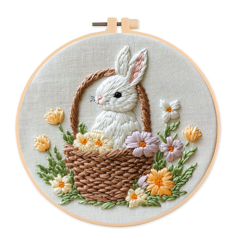 Rubbyoo Embroidery Kit -Bunny's Bloom | Holiday Needlework Gift  DIY Craft Kits - 20*20cm - image 0