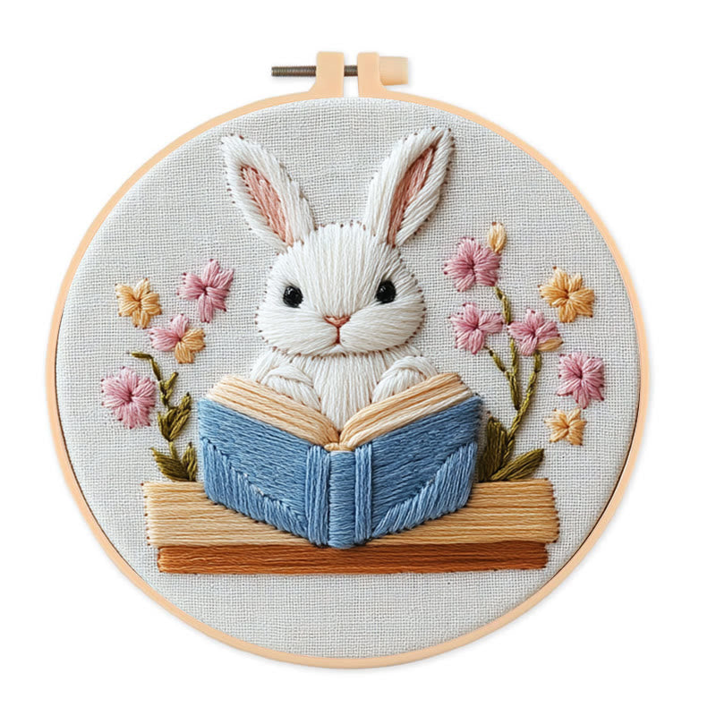 Rubbyoo Embroidery Kit - Bunny's Storytime | Holiday Needlework Gift  For Beginners - 20*20cm - image 0