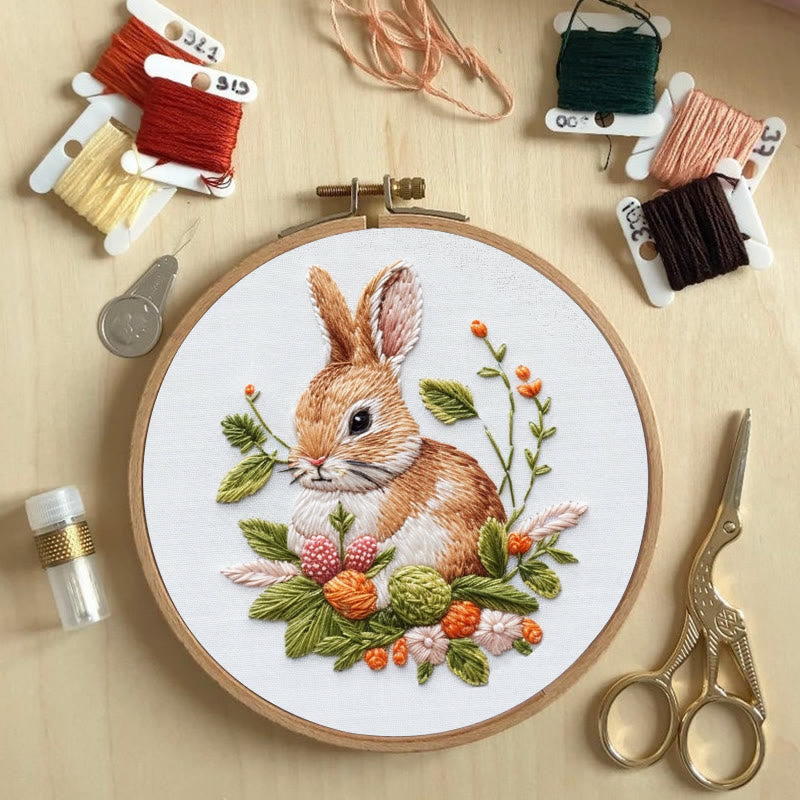Rubbyoo Embroidery Kit -Floral Bunny | Holiday Needlework Gift  For Beginners - image 3