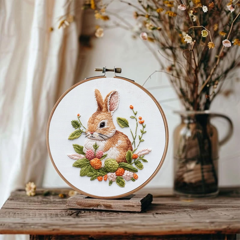 Rubbyoo Embroidery Kit -Floral Bunny | Holiday Needlework Gift  For Beginners - image 1