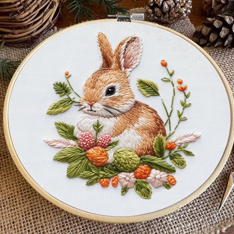 Rubbyoo Embroidery Kit -Floral Bunny | Holiday Needlework Gift  For Beginners - image 6