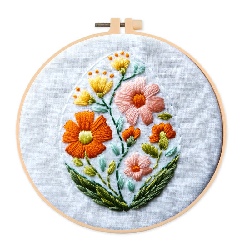 Rubbyoo Embroidery Kit -Floral Egg | Holiday Needlework Gift  For Beginners - 20*20cm - image 0