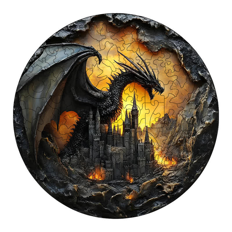 3D Vision Fire Dragon - Wooden Jigsaw Puzzle - A3 - Wooden Gift Packaging - image 1