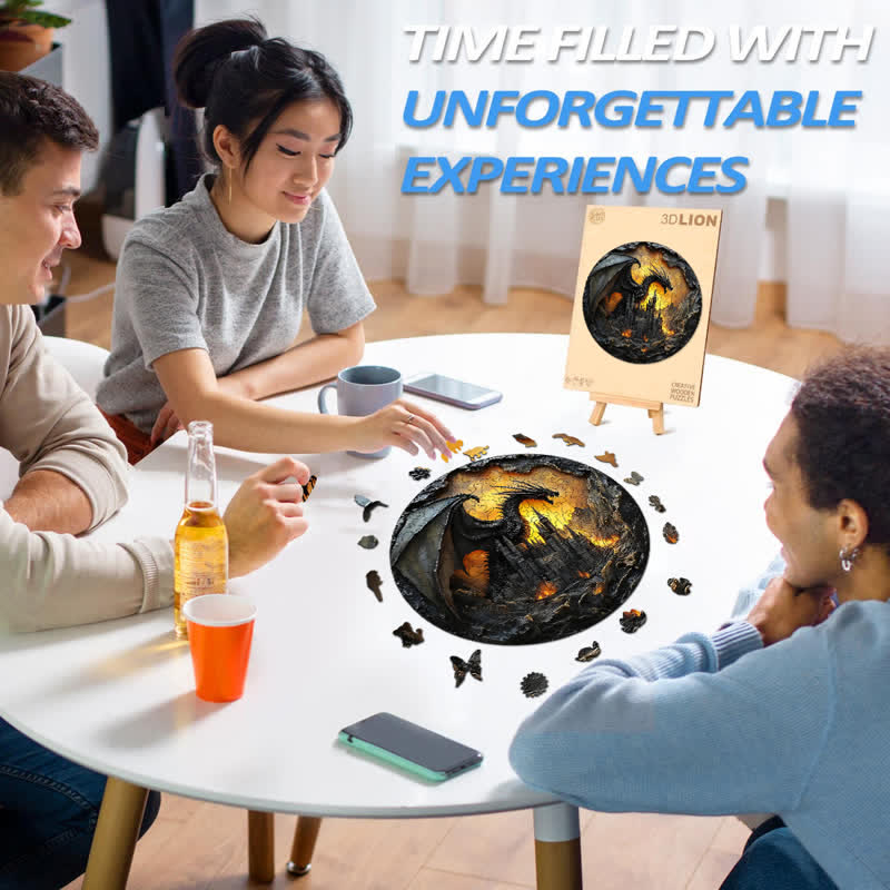 3D Vision Fire Dragon - Wooden Jigsaw Puzzle - image 3