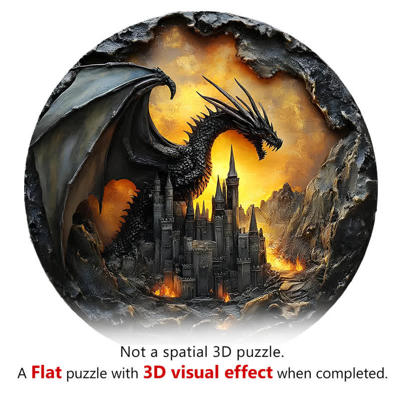 3D Vision Fire Dragon - Wooden Jigsaw Puzzle - image 2