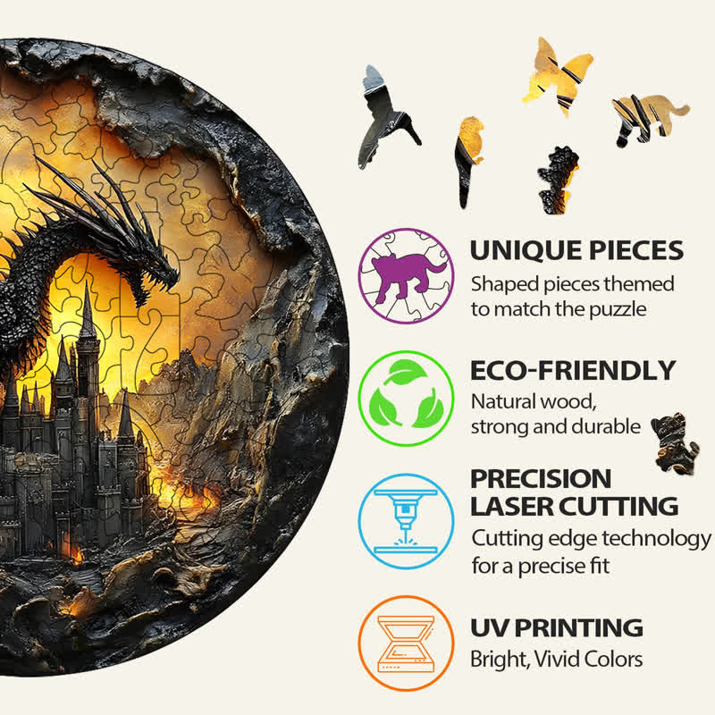 3D Vision Fire Dragon - Wooden Jigsaw Puzzle - image 8