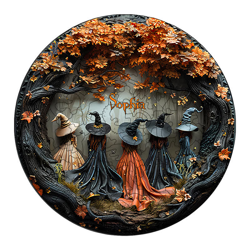 3D Vision Witch Plaque - Wooden Jigsaw Puzzle - A3 - Wooden Gift Packaging - image 1