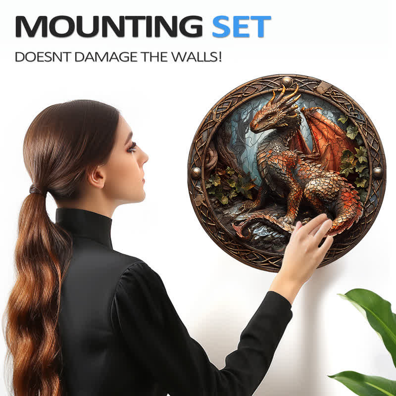 3D Ancient Red Dragon - Wooden Jigsaw Puzzle - image 4