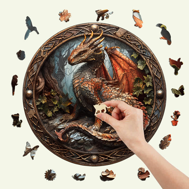 3D Ancient Red Dragon - Wooden Jigsaw Puzzle - image 7