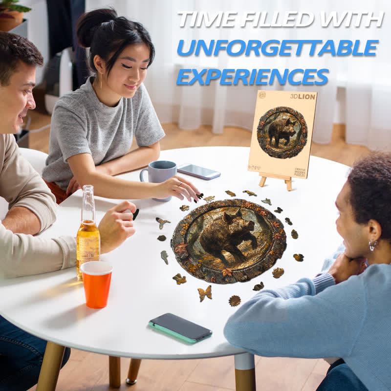 3D Vision Wild Boar  - Wooden Jigsaw Puzzle - image 3