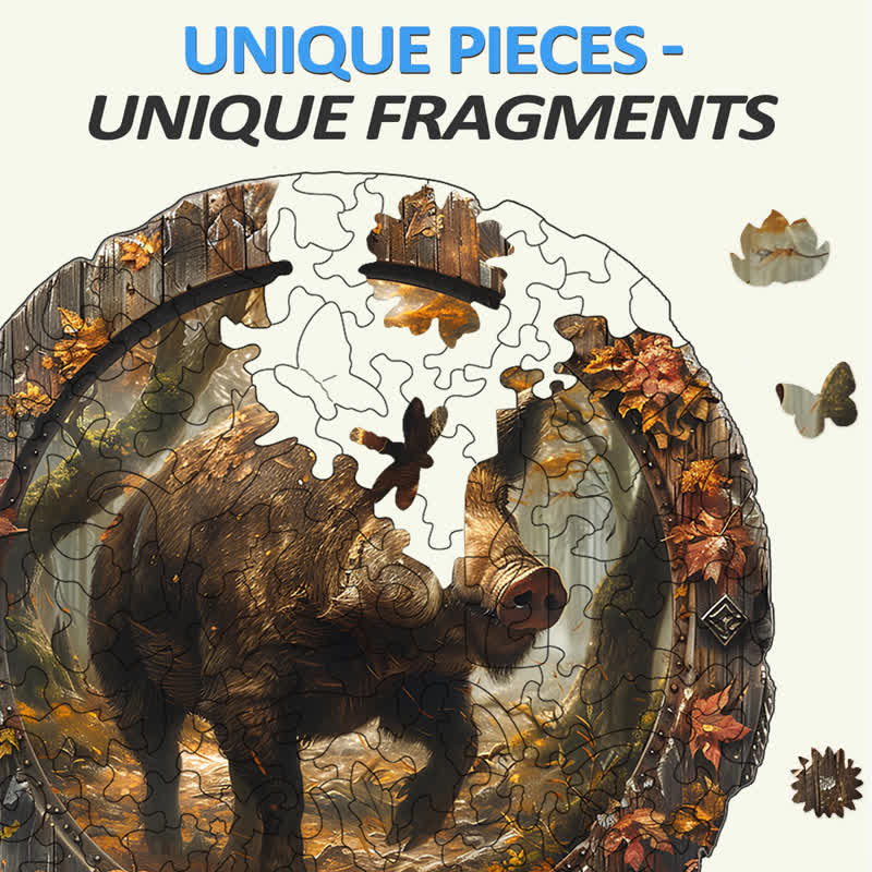 3D Vision Wild Boar  - Wooden Jigsaw Puzzle - image 4