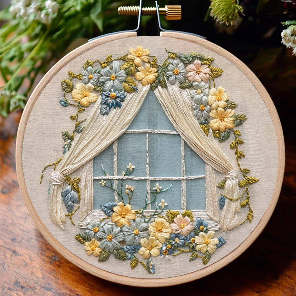 Rubbyoo Embroidery Kit - Floral Window Pattern | Beginner Hand Sewing - image 5
