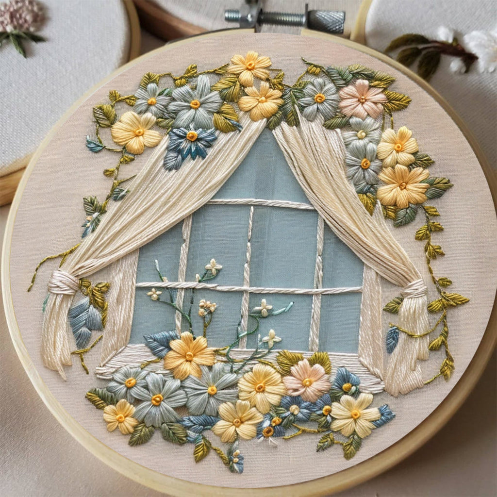 Rubbyoo Embroidery Kit - Floral Window Pattern | Beginner Hand Sewing - image 6