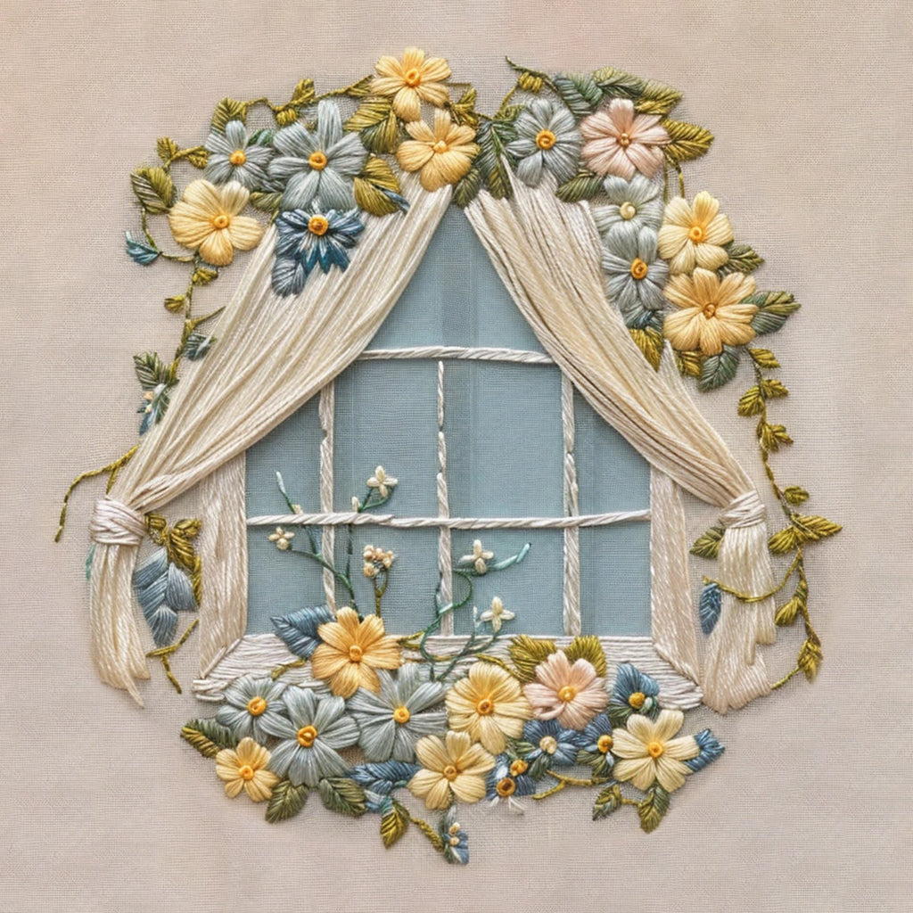 Rubbyoo Embroidery Kit - Floral Window Pattern | Beginner Hand Sewing - image 9