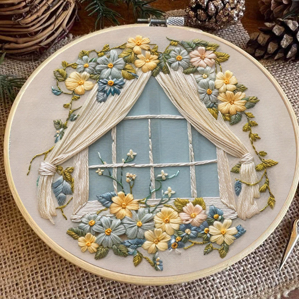 Rubbyoo Embroidery Kit - Floral Window Pattern | Beginner Hand Sewing - image 8