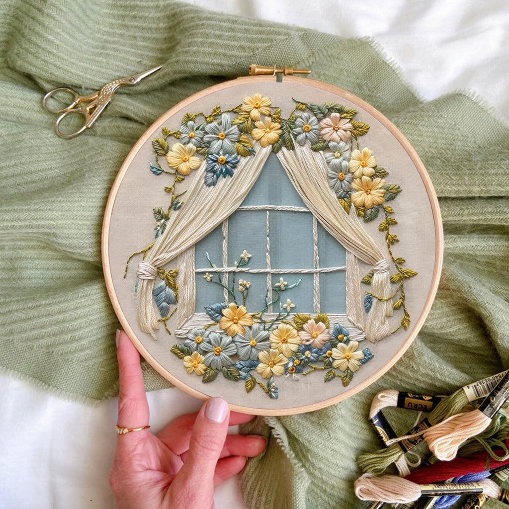 Rubbyoo Embroidery Kit - Floral Window Pattern | Beginner Hand Sewing - image 4