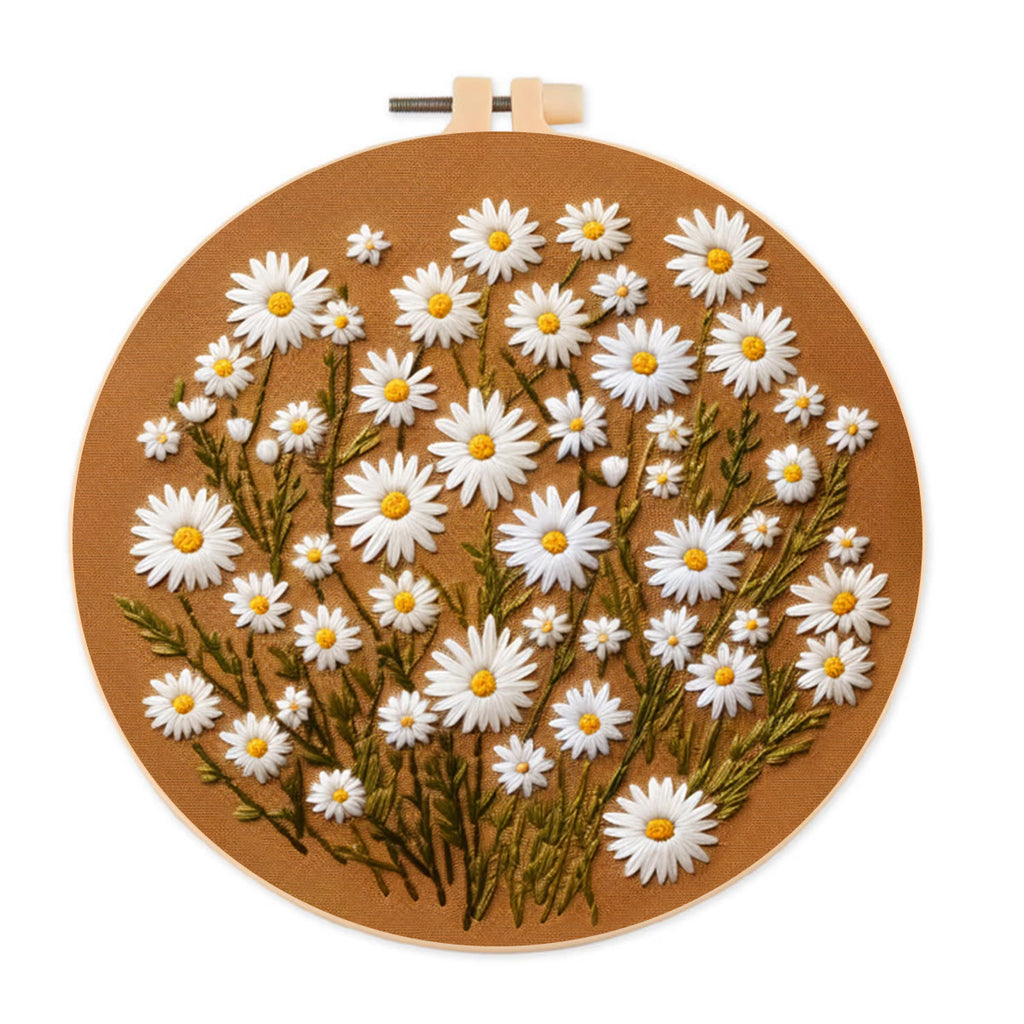 Rubbyoo Embroidery Kit - Daisies Meadow  | Handmade Kit For Beginners - 20*20cm - image 0