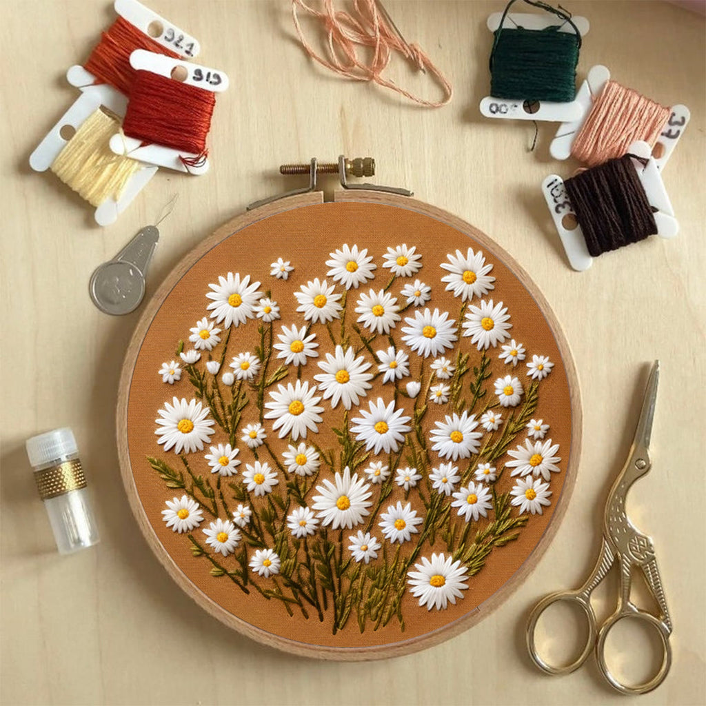 Rubbyoo Embroidery Kit - Daisies Meadow  | Handmade Kit For Beginners - image 2