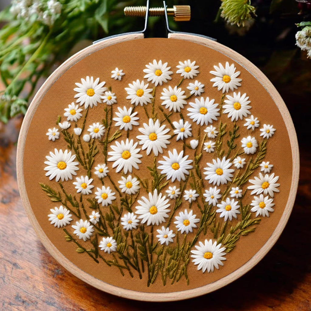 Rubbyoo Embroidery Kit - Daisies Meadow  | Handmade Kit For Beginners - image 5