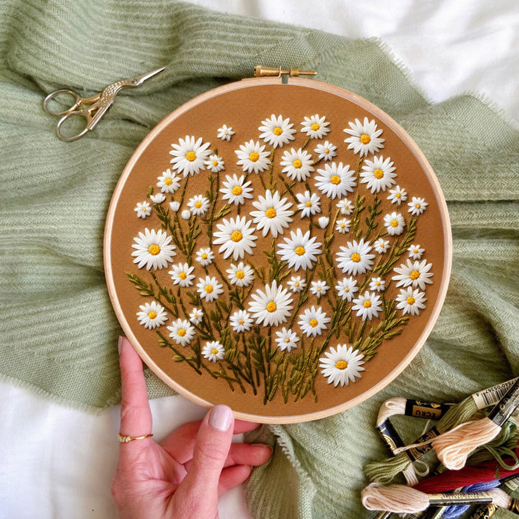 Rubbyoo Embroidery Kit - Daisies Meadow  | Handmade Kit For Beginners - image 3