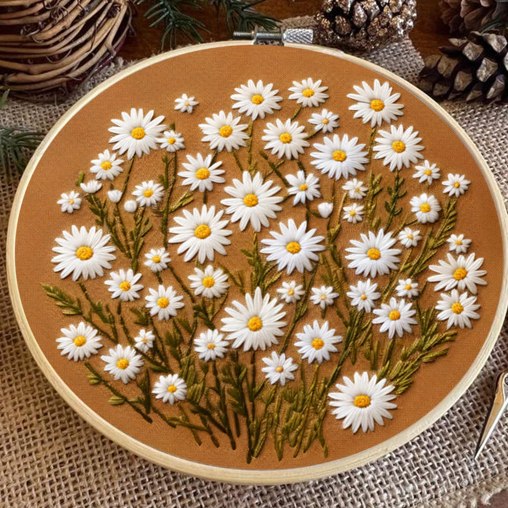 Rubbyoo Embroidery Kit - Daisies Meadow  | Handmade Kit For Beginners - image 8