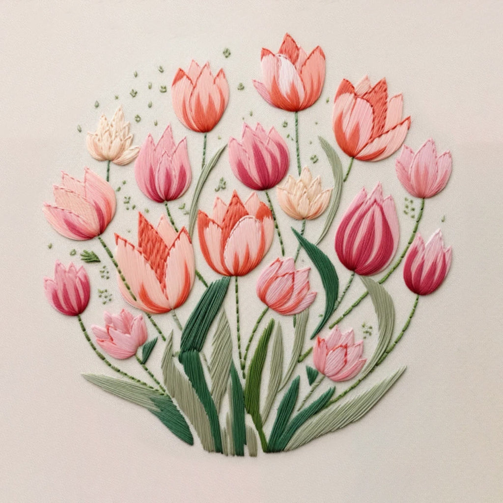 Rubbyoo Embroidery Kit - Tulips Garden Art |  Diy Stitch Crafts - image 9