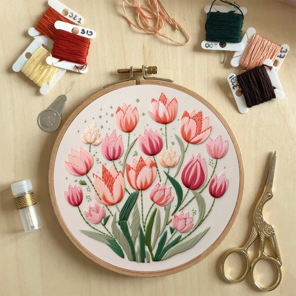 Rubbyoo Embroidery Kit - Tulips Garden Art |  Diy Stitch Crafts - image 4