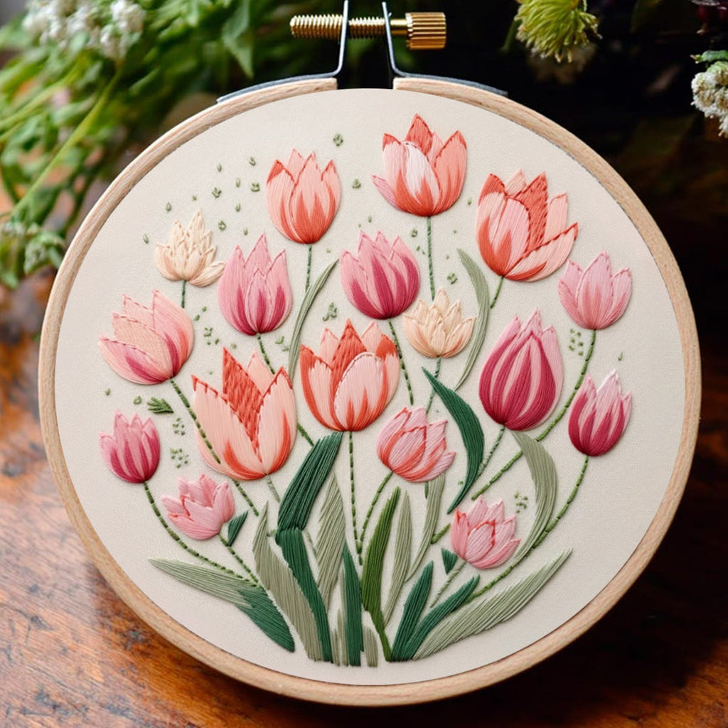 Rubbyoo Embroidery Kit - Tulips Garden Art |  Diy Stitch Crafts - image 5